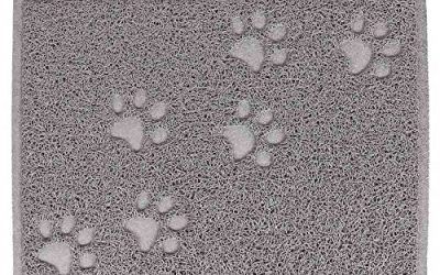 Gosear PVC Mat de Impermeable para Tazón de Alimentos de Mascota Perro Gato Comida / Alfombra Piso para Puerta de Cocina (Patrón de Garra de Pata,Gris)