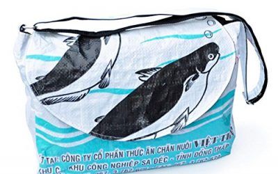 Fantastik – Bolsa reciclada bandolera. Comercio justo color : Peces blancos