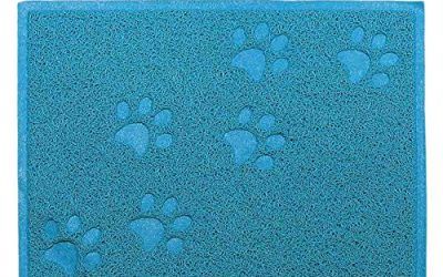 Gosear PVC Mat de Impermeable para Tazón de Alimentos de Mascota Perro Gato Comida / Alfombra Piso para Puerta de Cocina (Patrón de Garra de Pata,Azul)
