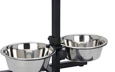 Kabalo de acero inoxidable de 2 alimentador del animal doméstico del perro y cuencos con soporte ajustable para recipientes de comida