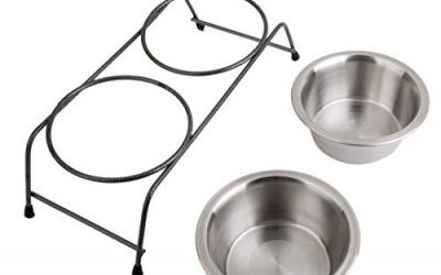 Gosear 2 piezas Mini Tazón Acero inoxidable de Fuente de Agua de Alimentos para Perro Gato Mascotas