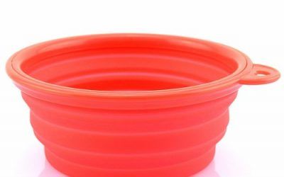 HuntGold 1X portátil Mascotas Alimentador agua plegable recorrido que acampa Tazón Alimentos para Perro Gato color rojo