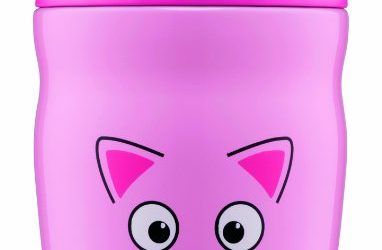 Alfi 0637101035 – Recipiente Hermético para Alimentos, acero inoxidable, 0,35 Litros, diseño de Gato, color rosa