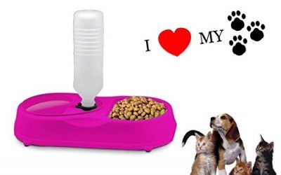 Comedero para mascotas – Dispensador de alimento y bebida para animales domésticos mws1451/2 (FUCSIA)