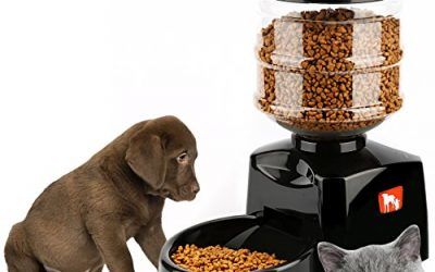 Tera alimentador automático de mascota inteligente Pet Food storage can en seco Capacidad 5.5L para mascota perros y Gatos Negro/ blanco