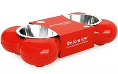 Hing Designs GH-BBR02 – Bol para perro con forma de hueso, color rojo