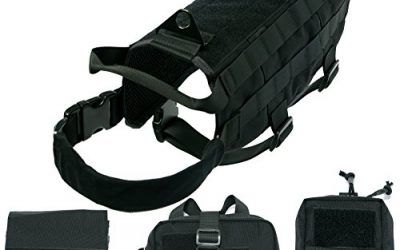 Yisibo perro táctico de Molle chaleco de entrenamiento del perro del arnés del chaleco desmontable con paquetes de bolsas de nylon para mascotas compacto chaleco chaleco negro , mascotas