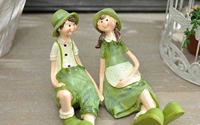 qwer Decoraciones de estilo campestre dones creativos adornos de resina de regalo de cumpleaños para parejas con adornos de resina Kit , sentado