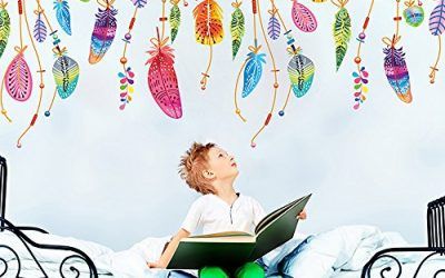 Japace® Atrapasueños Pluma, Pegatina de Pared Decoración para Hogar