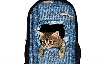 Moolecole Unisex De Patrones De Daypack Del Morral De Las Muchachas De Bolsas Patrones De Hombro Bolsa De Escuela De La Mochila Ocasional De La Historieta Perfecto Para La Escuela Y Viajes Gato Grande , mascotas