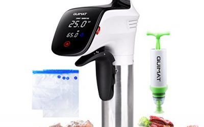 Cocina de Precisión de Inmersión Sous Vide Pod Circulator con Temporizador Digital Incluye Libro de Recetas Sellador de Alimentos Al Vacío Sous Vide 1 Bomba Manual 5 Bolsas Sous Vide Reutilizables 2 Pinzas de Sellado, Fácil de Usar