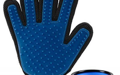 Guante de Mascotas con Cuencas de Viaje Plegables para Perros Gatos Mascotas, FineGood Gafas de PeluquerÍA Mascotas Mitt Grooming Cepillo Herramienta de Eliminación, con Cuencos para Alimentarse Riego en Viajes Camping de Senderismo