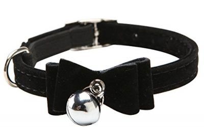 Gato gatito collar de terciopelo Pajarita Seguridad pajarita elástico Bell 6 4 colores