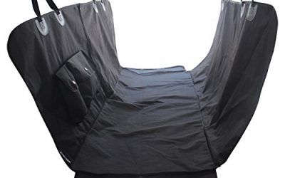 EVELTEK Mascotas / Gatos / Perros Cubierta de Asiento Mat Impermeable Asiento Trasero del Coche Cubierta Bench Protector,Impermeable Asientos De Carro De Perro Con Solapas Laterales, dos Bolsillos y Diseño de Cremallera Frontal Hamaca
