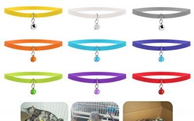 UEETEK 12pcs ID Collar Suave de la Perrito de la Felpa, Collares Ajustable de la Identificación del Gato del Perro de Animal Doméstico,con Campanas,20cm , mascotas
