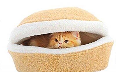 Hrph Los perros pequeños gatos saco de dormir de la jerarquÃa a prueba de viento caliente suave Hamburgo Forma cama del gato Productos para mascotas