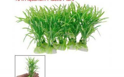 SODIAL(R) 10PCS plastico verde Acuario Planta Verde