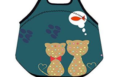 Want to Eat peces gato caliente kidslunch bolsa de neopreno aislante bolsa de gran capacidad con asa caja de almuerzo Tote Bag