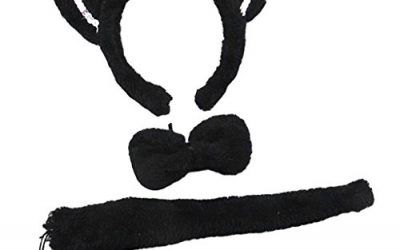 Venda Del Oído De Gato Collar De Cola Para Halloween Historieta Animal Del Partido – negro