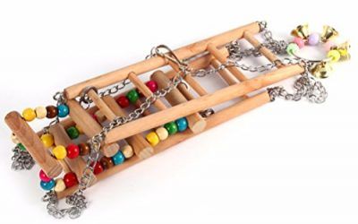 UEETEK Madera mascotas aves juguete colgante escalada puente jaula escalera para periquitos aves loros Cockatiels entrenamiento de mascota (tamaño pequeño)