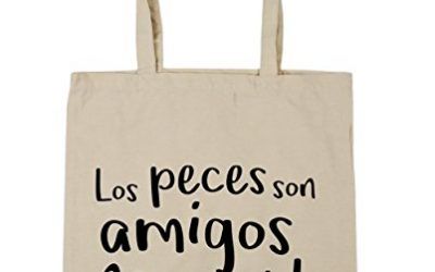 HippoWarehouse Los peces son amigos no comida Bolso de Playa Bolsa Compra Con Asas para gimnasio 42cm x 38cm 10 litros capacidad , mascotas