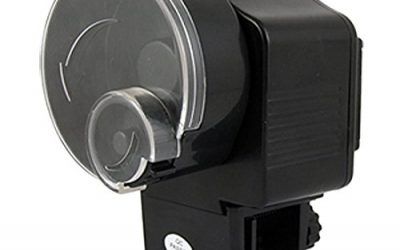SODIAL(R) Alimentador Automatico Negro de peces Tiempo Ajustable Alimentado por bateria para acuario