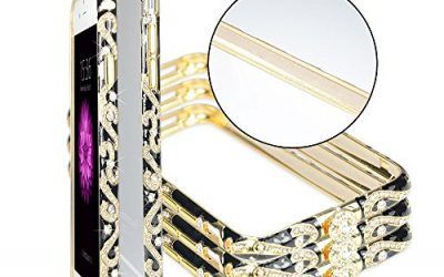iPhone 6 Plus Funda para iPhone6s Plus cristales diamante Sparkle Jeweled Marco de metal 100% hecha a mano, de diamantes brillantes Bling marco de metal Bumper case cover (Rose Gold Snake de 5,5 pulgadas)