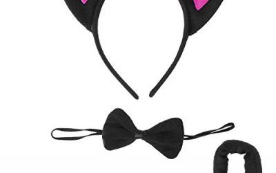 Traje de Cosplay de los niños Tinksky 3Pcs Orejas de gato Diadema Pajaritas Traje de la cola Set Traje de Cosplay