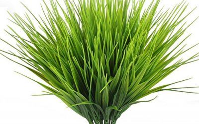 TOOGOO Plantas artificiales al aire libre, 4 piezas Falsos arbustos de plantas plasticas de trigo Arbustos rellenos y al aire libre Decoracion de la oficina del jardin de la casa casera