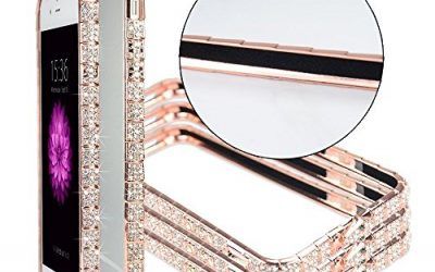 iPhone 6 Plus Funda para iPhone6s Plus cristales diamante Sparkle Jeweled Marco de metal 100% hecha a mano, de diamantes brillantes Bling marco de metal Bumper case cover (Rose Gold Snake de 5,5 pulgadas), compatible con Apple iPhone 6