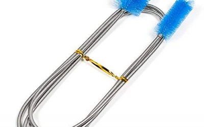 Horsky Cepillo de Limpieza con la Manguera 155cm para Acuario Pescado Tanque y Filtro de la Pecera Entrada y Salida de Agua Cepillo Doble – Azul , mascotas