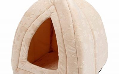 Cama caseta textura suave para mascotas blanca crudo de 40 x 32 x 32 cm acogedora confortable de OPEN BUY