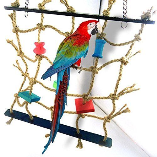 ecoolbuy acrílico cuerda Net Swing escalera juguetes para mascotas aves loro Chew Jugar escalada