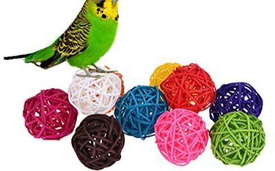 10 bolas de ratán, juguete para pájaros como loros, pericos, periquitos, agapornis, cacatúas, cotorras, pinzones, guacamayos, cacatúa africana gris, color al azar