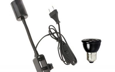 Sharplace E27 Titular de Lámpara de Reptil Ajustable + Bombilla de Calor Infrarrojo de Cerámica Calor para Animal – UE – Negro 100W , mascotas