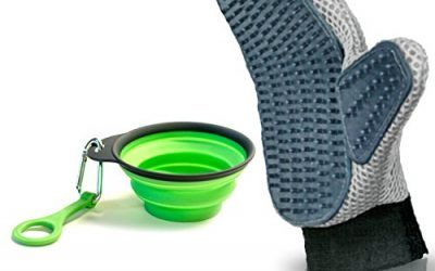 Aseo de mascotas DakPets Guante/Cepillo para perros y gatos con un tazón plegable para mascotas