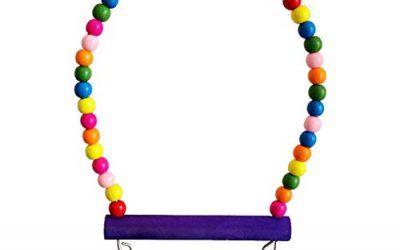 Fangfeen Juguetes de Madera Papegaaien Loro de la Jaula de pájaro del oscilación del Soporte del Cockatiel Budgie Lovebird woodens Swings Campana Juguete (Color al Azar) , mascotas