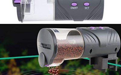 Alimentador de peces automático para tanque de acuario, alimentador de alimentos de peces dorados para escamas / tableta / pellet, base de fijación de tornillo y lechón , mascotas