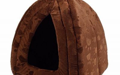 Cama caseta textura suave para mascotas color chocolate de 40 x 32 x 32 cm acogedora confortable de OPEN BUY