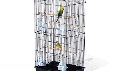 PawHut Jaula para Pájaros Pajarera para Pájaro Loro Canario Periquito Jaula Metálica para Mascota Aves Marco Acero 47.5x36x91cm