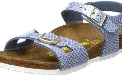 Birkenstock Rio, Sandalias para Niñas, Azul (Shiny Snake Blue), 37 EU