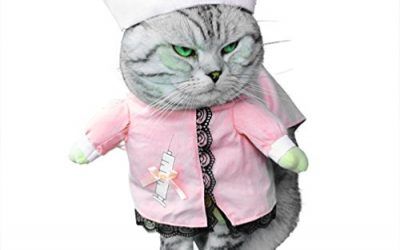 smalllee _ Lucky _ store pequeño perro ropa disfraz de enfermera para niñas niños gato perro con sombrero elegante lazo todas las estaciones, color rosa