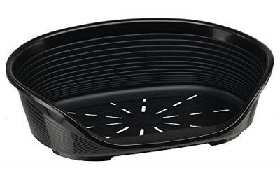 Feplast 70208917 Cama de Plástico para Perros y Gatos Siesta Deluxe 8, Cesta para Animales, Fondo Perforado, Antideslizante, Cómodo Apoyo para El Mentón, 82 x 59.5 x 25 Cm Negro