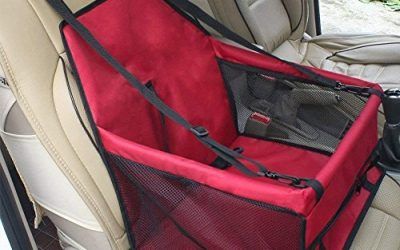 GENORTH® Asiento del Coche de Seguridad para Mascotas Perro Gato Plegable Lavable Viaje Bolsas y Otra Mascota Pequeña con Cremallera Bolsillo (Rojo)