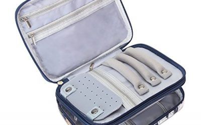 Teamoy Yoyero Caja para Joyas Estuche de Joyería Bolsa de Viaje Organizador para Collares,Pulseras,Pendientes,Anillos,Cadenas,Gatos Azul(Sin Accesorios)