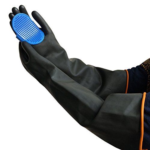 Guantes De Manipulación De Animales, Guantes Resistentes A Los Arañazos/Mordeduras Engrosamiento Impermeable para El Baño, La Preparación Y La Alimentación,Black,58Cm