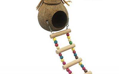 amyove Natural Coco carcasa Parrot diseño de caseta de nido casa jaula para pájaros