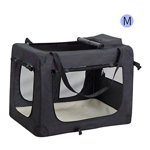 Wellhome Bolsa de Transporte Perro Transportín para Perros Gatos Capazo Portador Tela Mascotas Portátil Plegable M: 60x42x42cm Negro