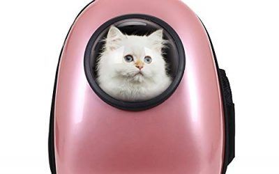 Petcomer Mochila Cápsula Impermeable Transportín en Forma de Burbuja para Mascotas Perros Gatos (Oro de Rosa)