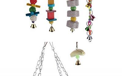 6 Unids Bird Loro Juguetes Colgando Campana Mascota Jaula De Ave Hamaca Columpio Juguete Escalera Campanas Colgando Juguete